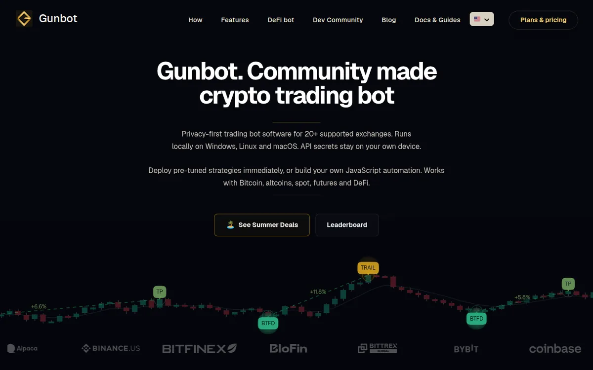 Screenshot: Gunbot homepage