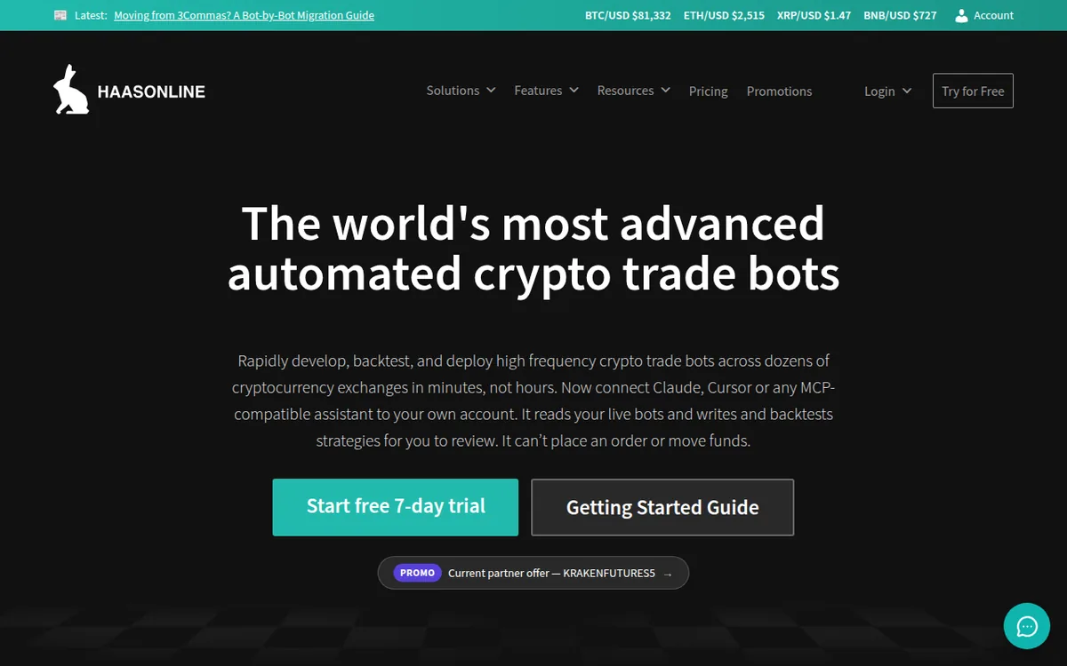 Screenshot: HaasOnline homepage