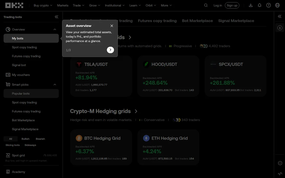 Screenshot: OKX Trading Bots pricing page
